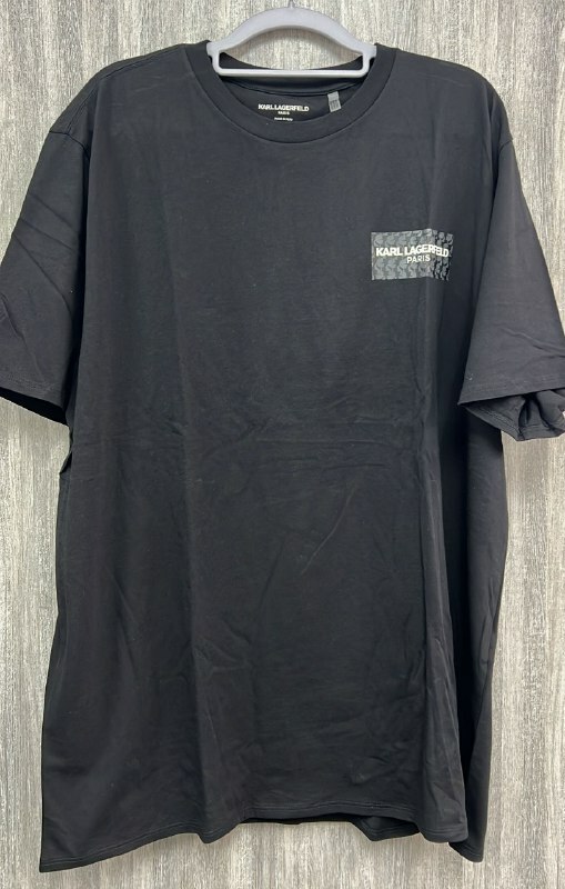 [S] KARL LAGERFELD BLACK PARIS LOGO PATCH T-SHIRT, LM4G2281-BLK (SKL1239)