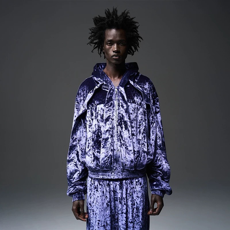 BLINDNOPLAN   立體絲絨連帽外套