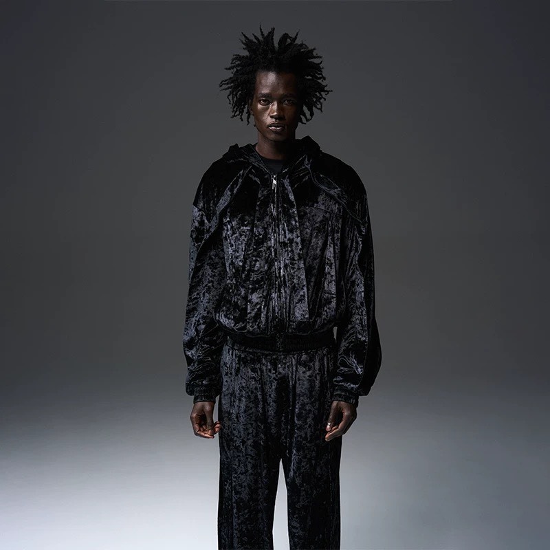 BLINDNOPLAN   立體絲絨連帽外套