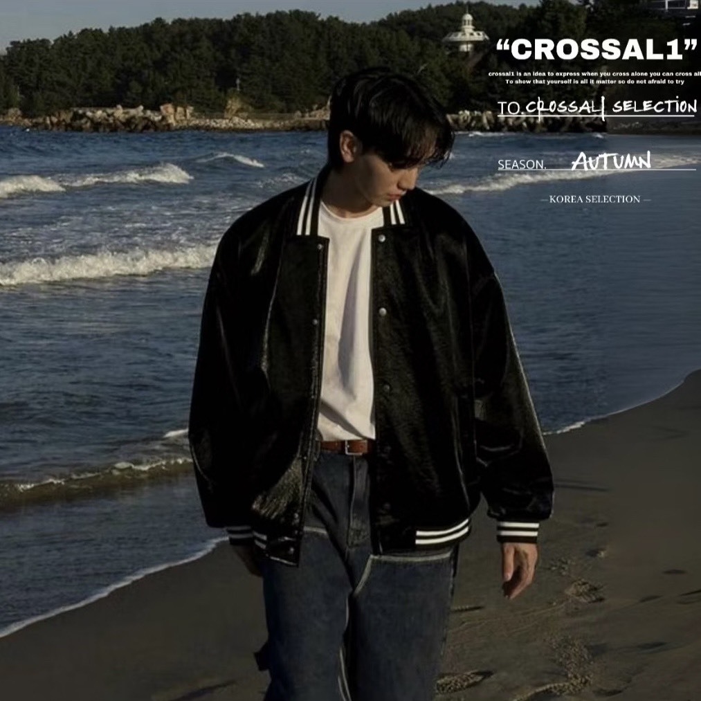 短版素面棒球皮外套