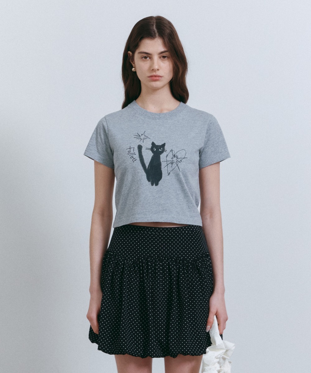 ★送料・関税込★FALLETT★Night Nero Crop Short Sleeve Tee★ Fallett Night Nero Crop Short Sleeve T-Shirt 25S