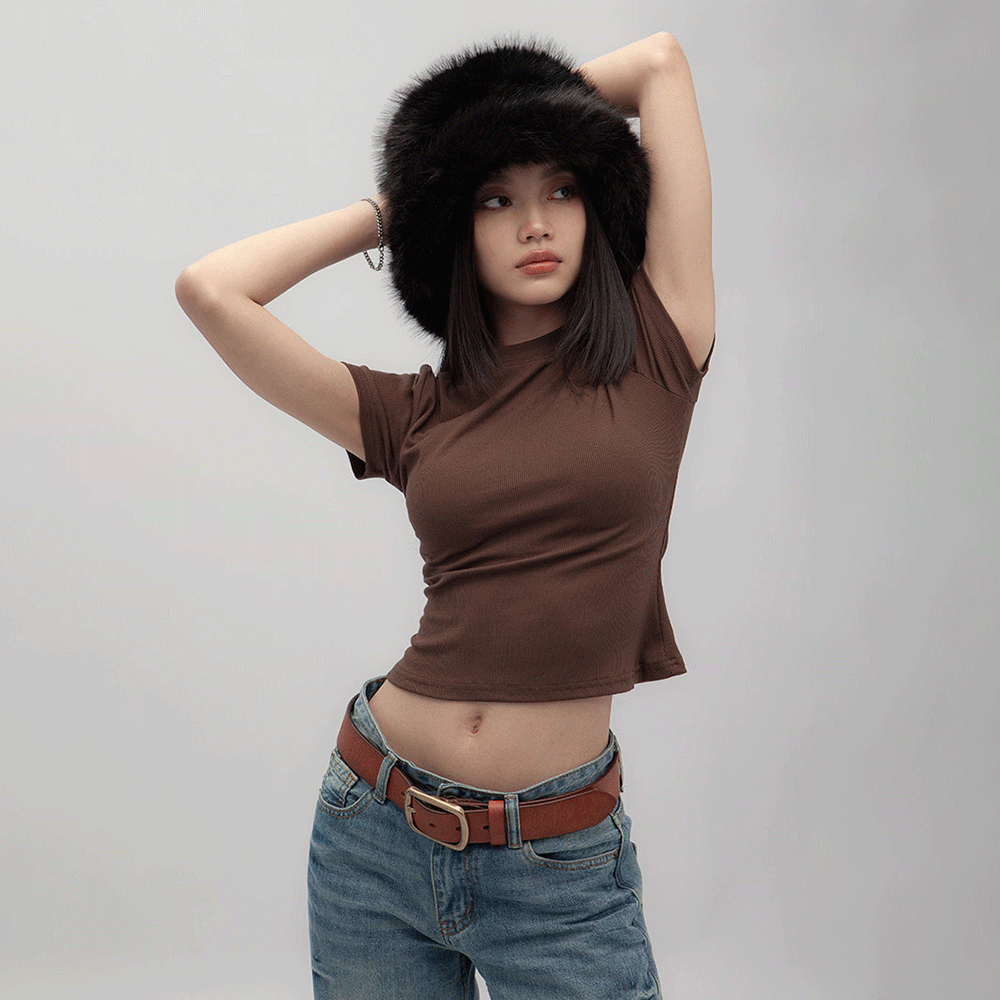 圓領羅紋沙漏上衣