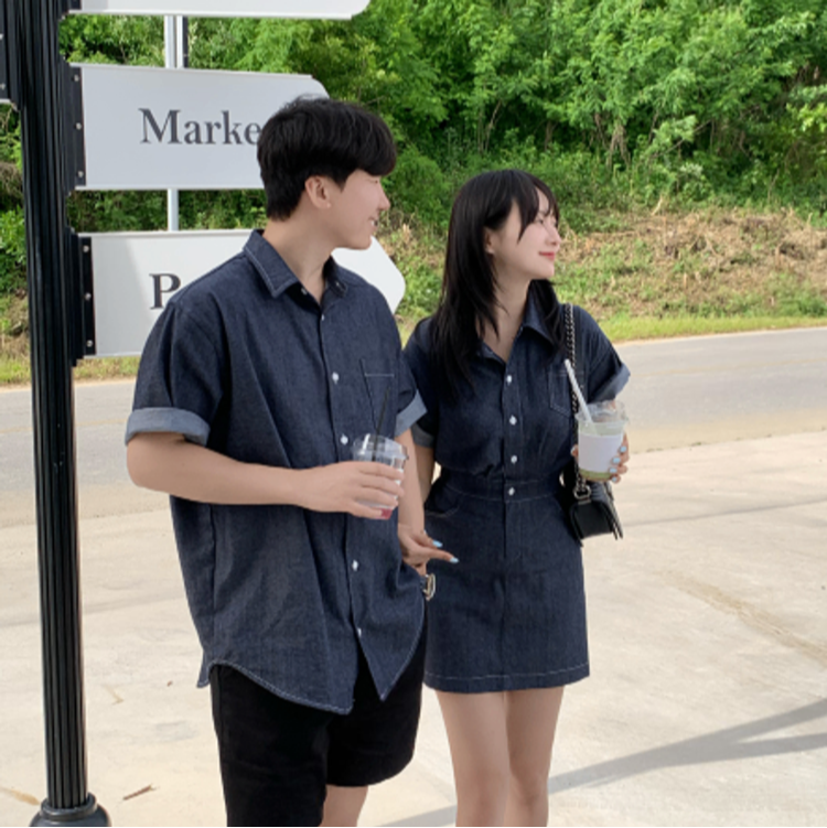 牛仔工裝情侶套裝(三色)