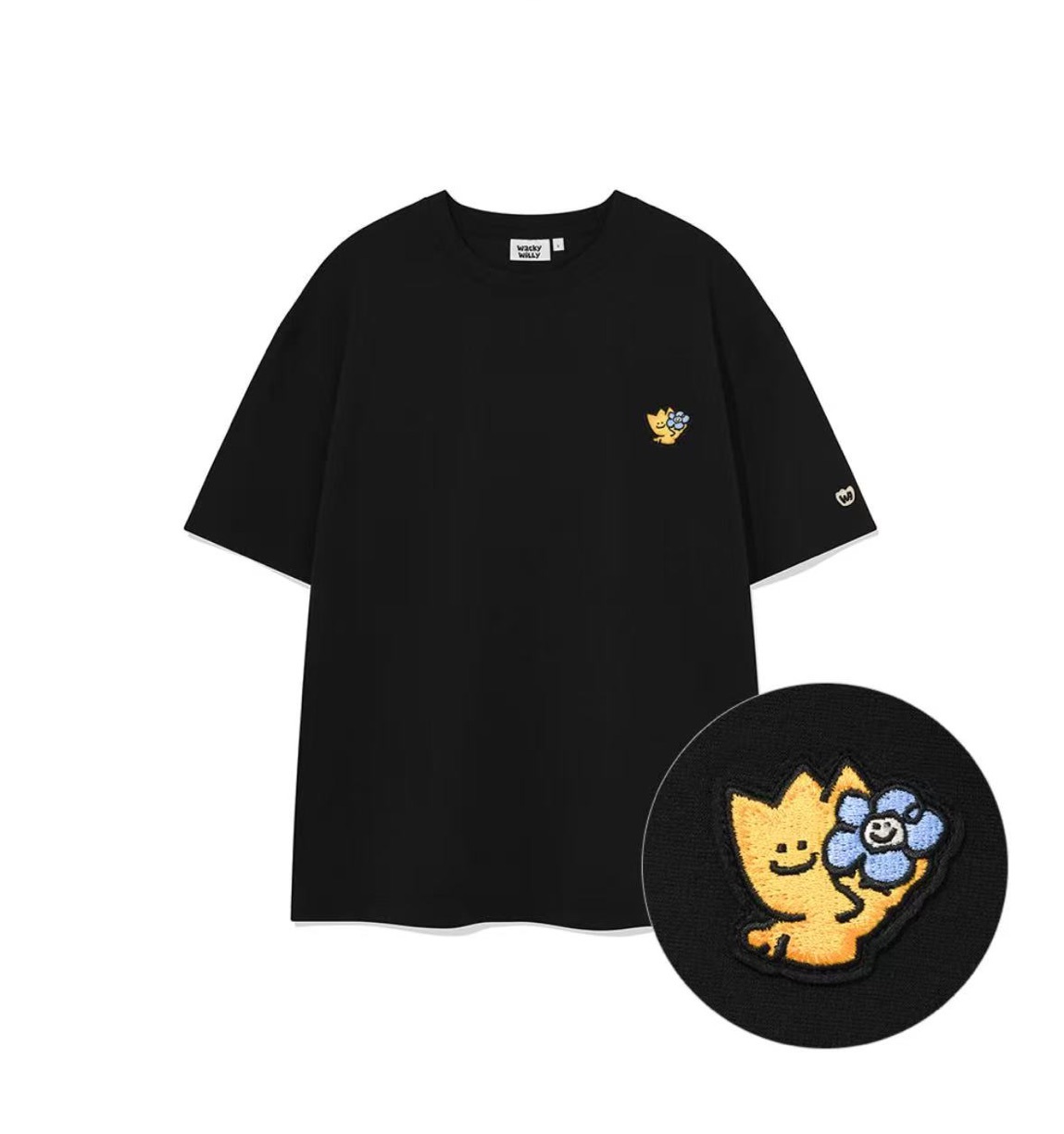 韓國代購 Wacky WiLLy 2025 小火人 Kiki & Lily Double Wappen 刺繡 小標 短袖 T恤 (四色)
