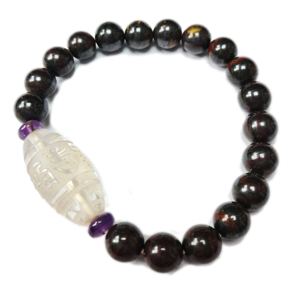 天然水晶天珠&鐵虎眼手珠8mm【十方】121728