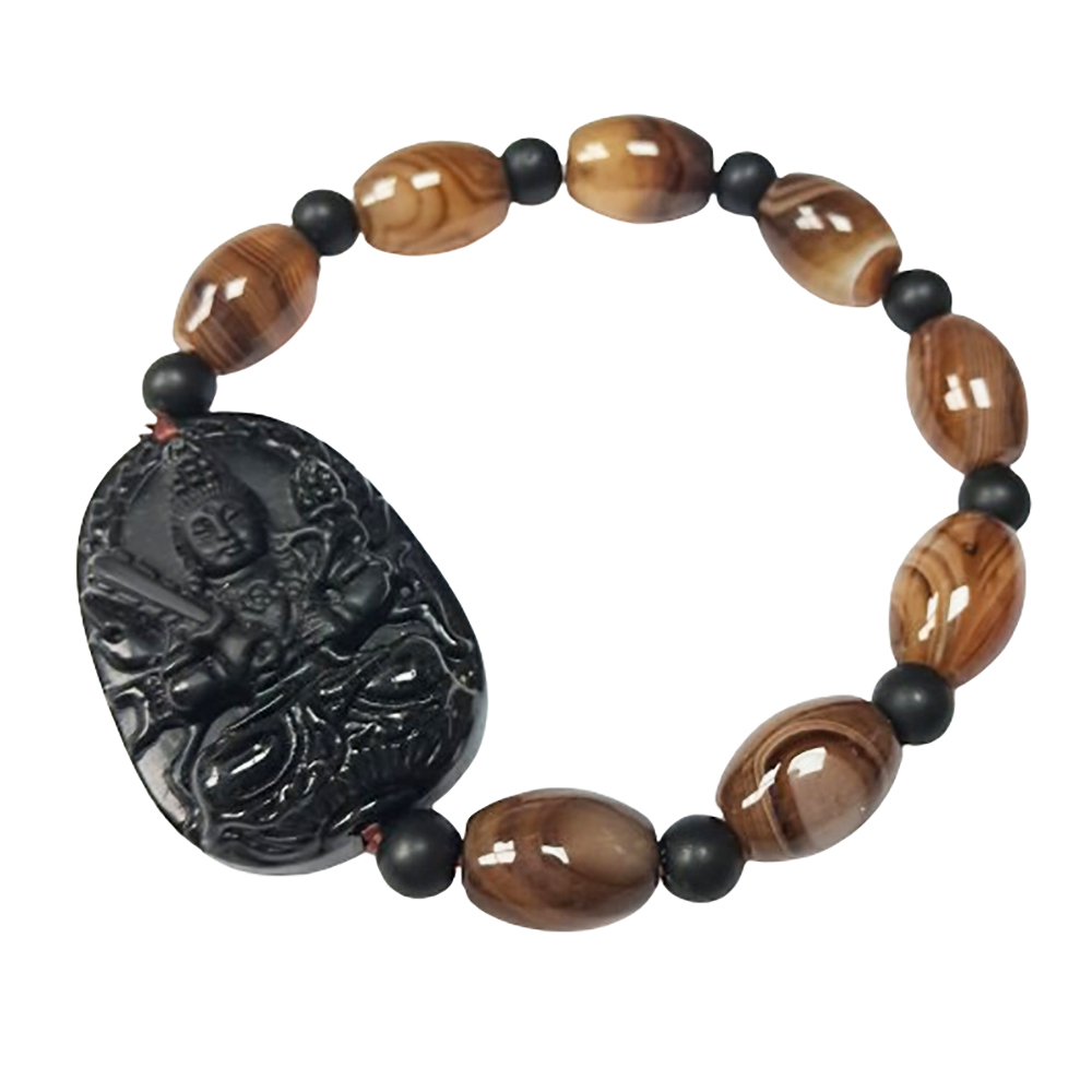 虛空藏菩薩黑曜岩+玉髓手珠【十方】140587