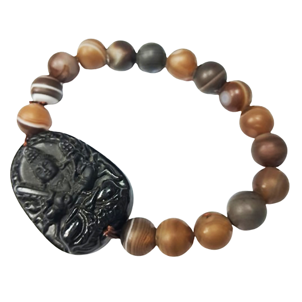 虛空藏菩薩黑曜岩+玉髓手珠【十方】140804