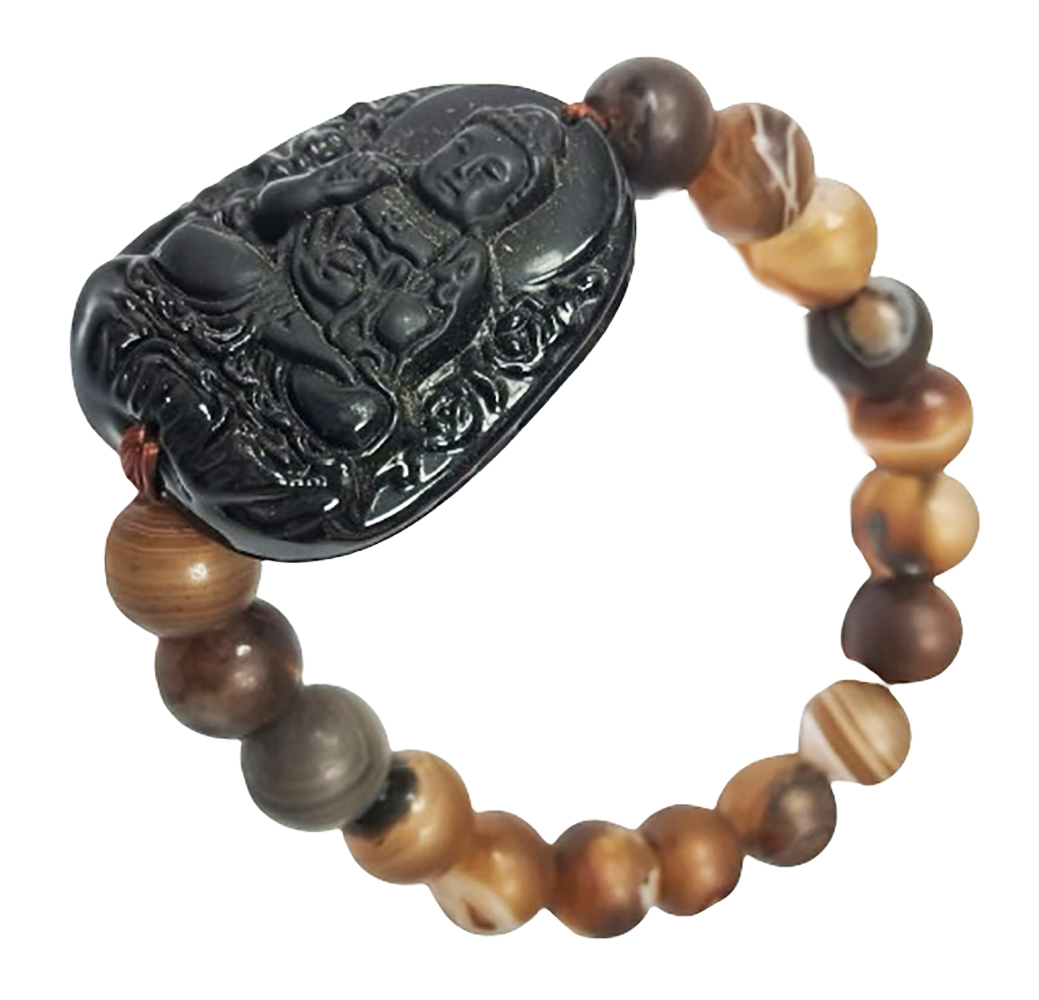 阿彌陀佛黑曜岩 +玉髓手珠【十方】140807