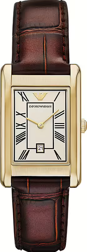 萬年鐘錶 - ARMANI  精品腕錶    紳士經典方形羅馬時標皮革男錶 AR11665  錶徑25MM