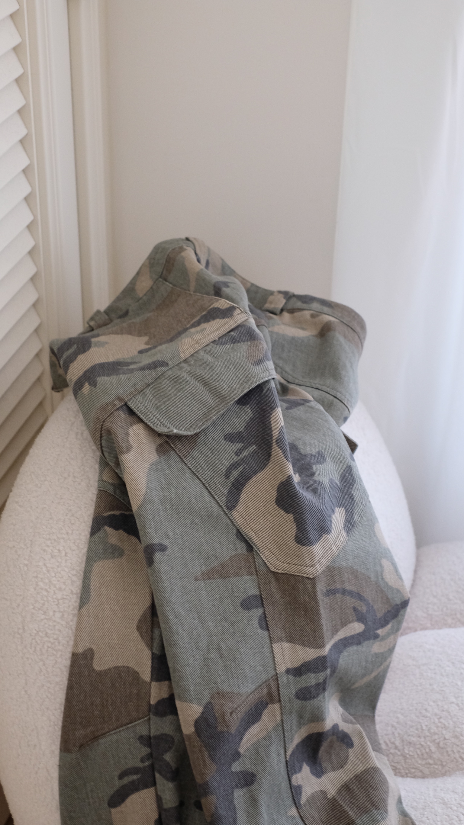 （現貨）WP053 美式 復古 拼接剪裁 迷彩 直筒 長褲