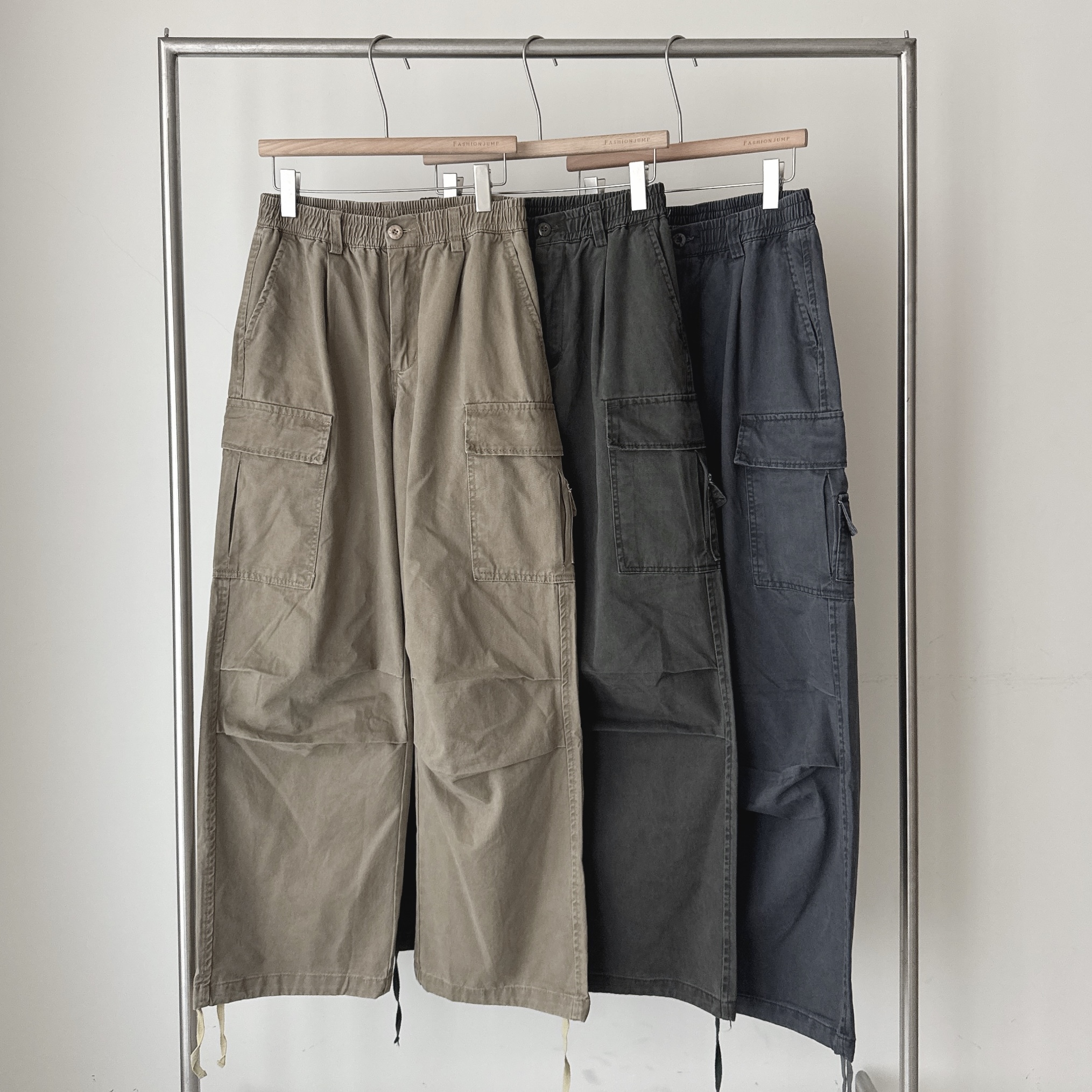 （現貨）售完不補 WP046 日系 水洗 多層次 可縮口 綁繩 工裝長褲