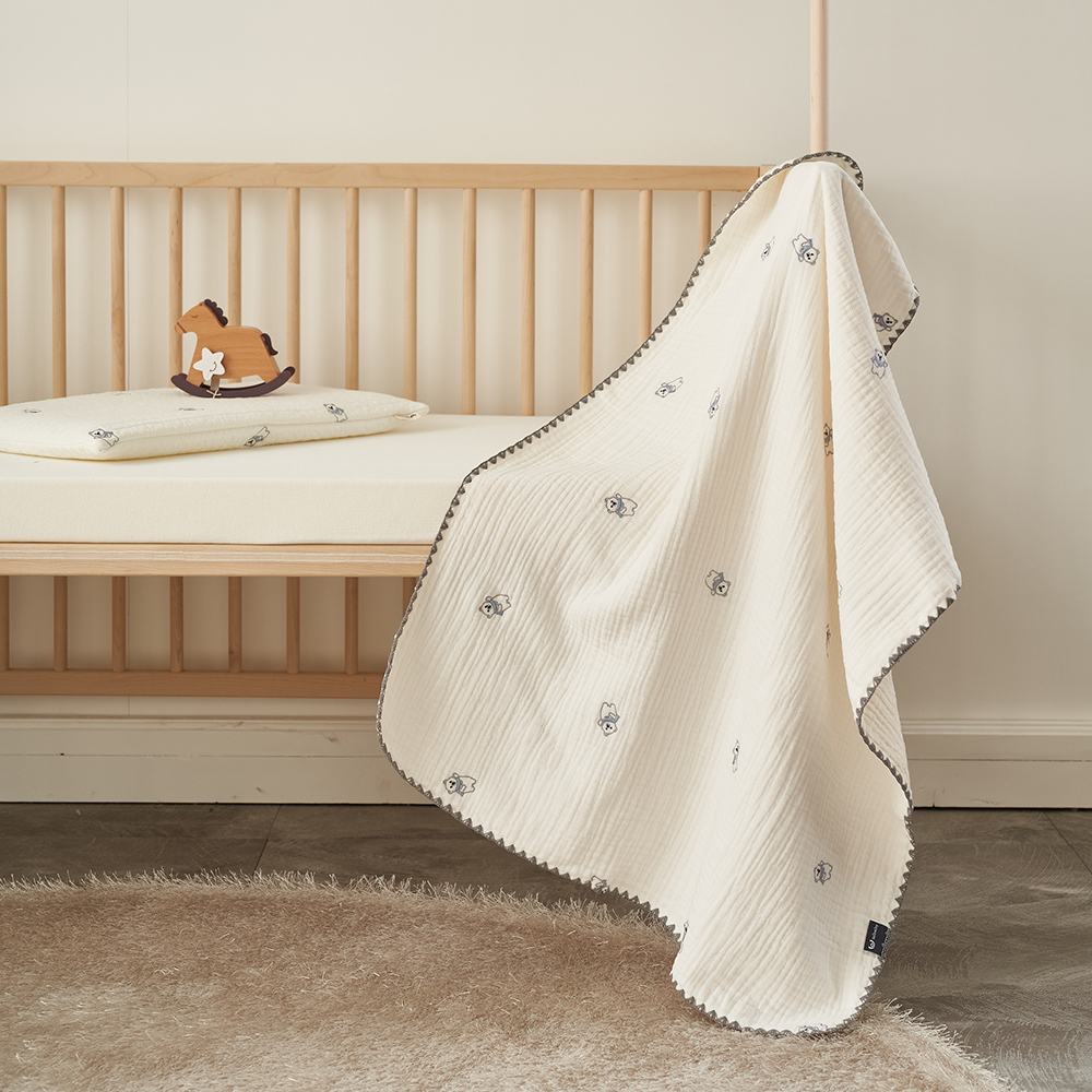 lolbaby韓國 100%天然植物棉六層紗蓋毯M｜北極熊白