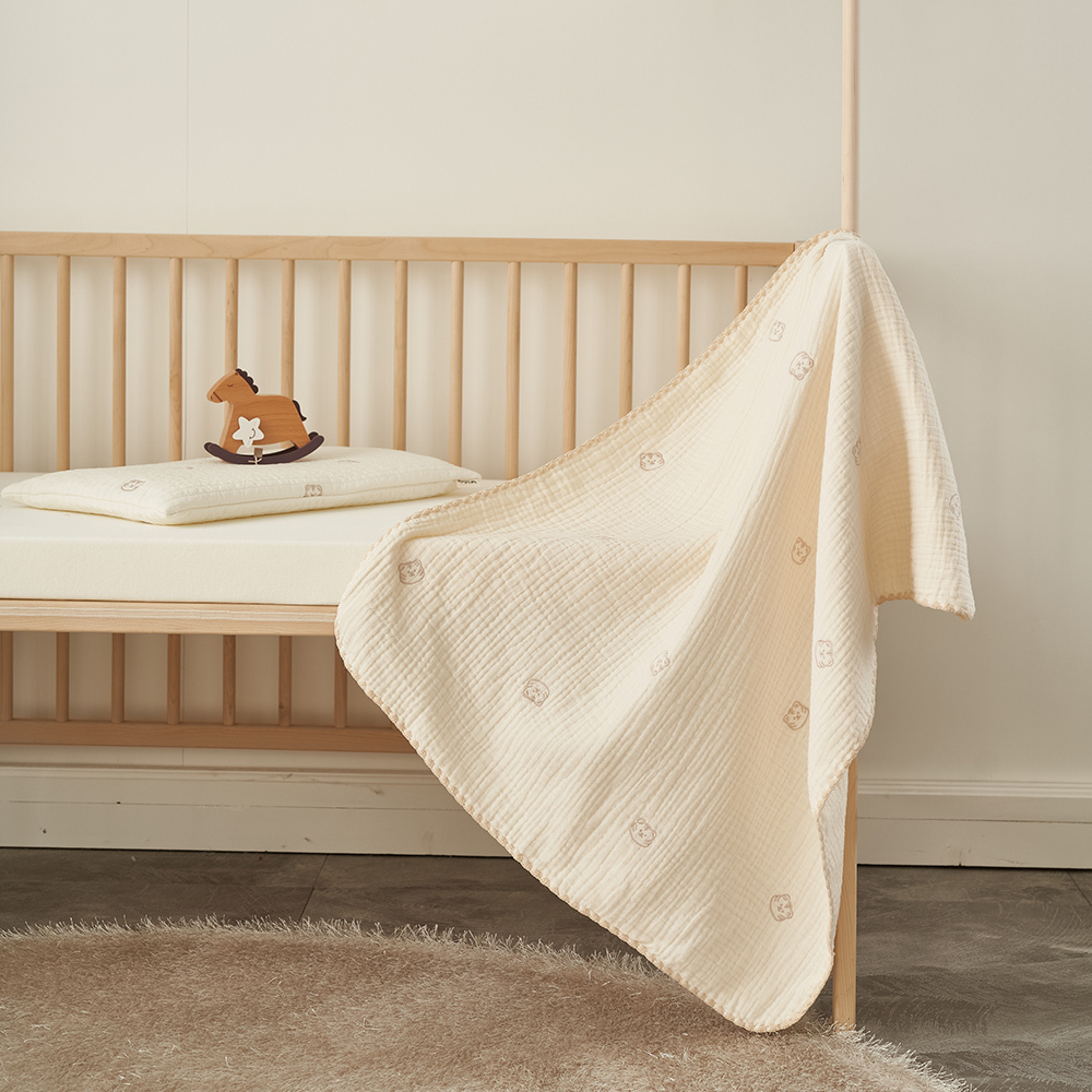 lolbaby韓國 100%天然植物棉六層紗蓋毯M｜茶老虎