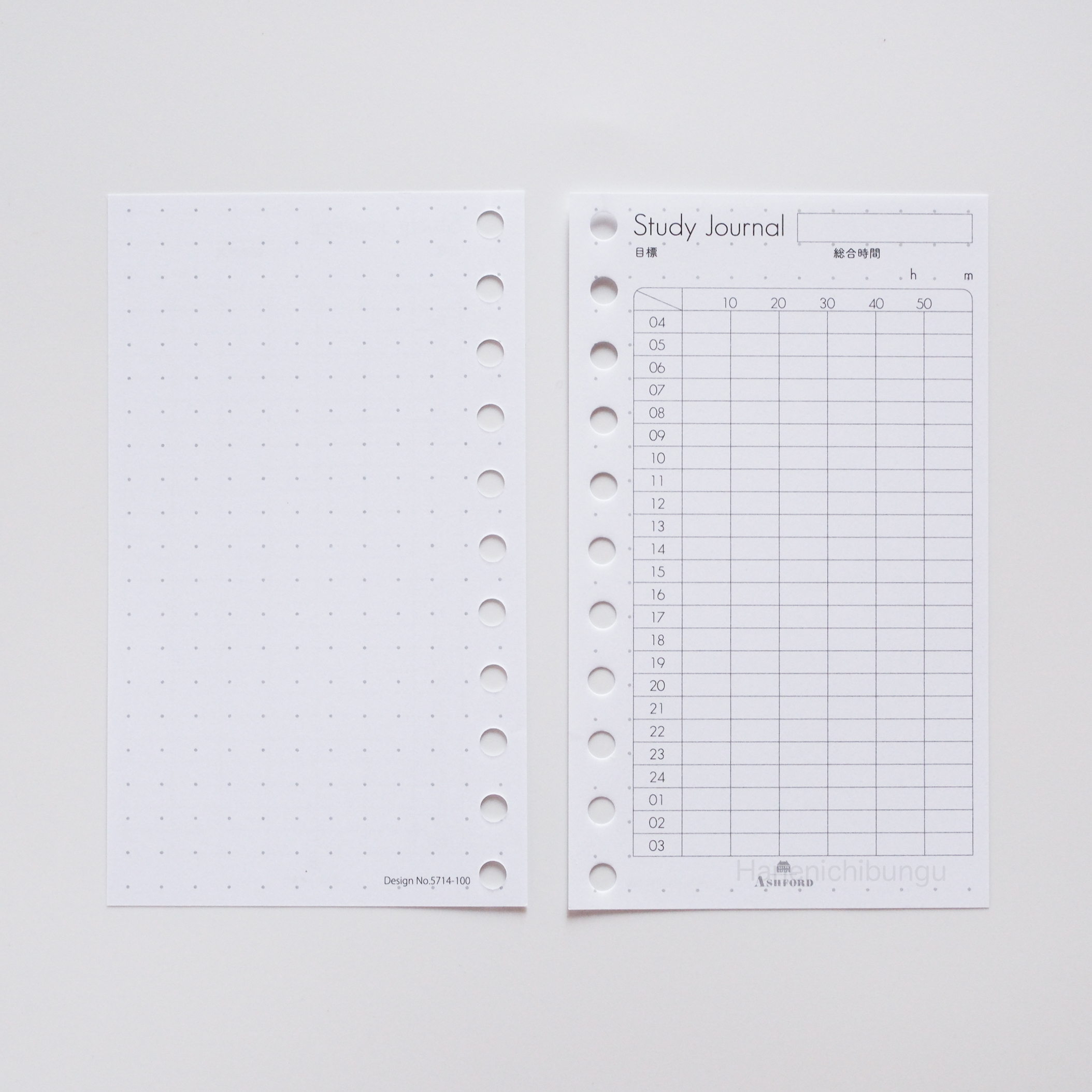 MICRO5／26孔活頁手帳通用內頁／學習表格單（30張入）