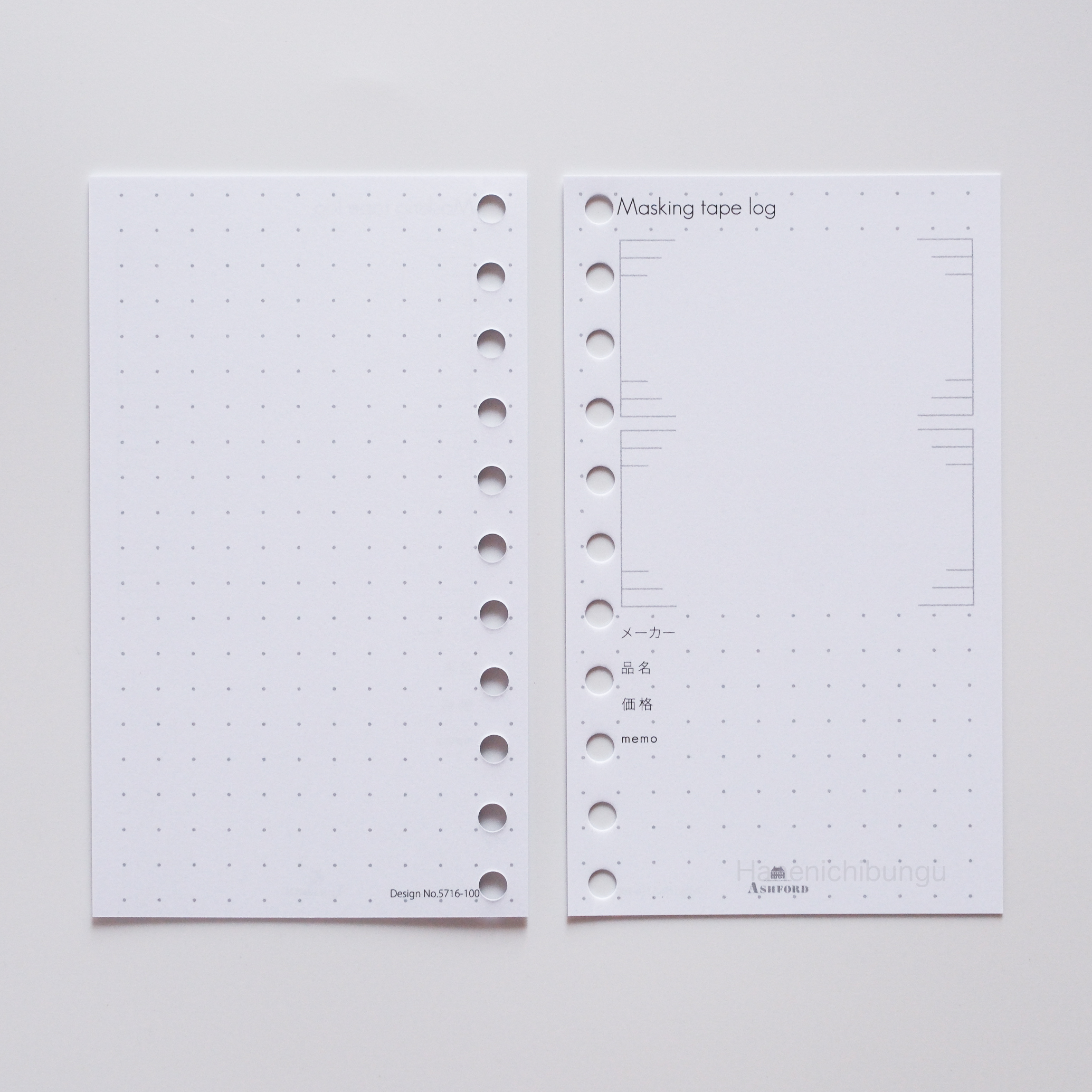 MICRO5／26孔活頁手帳通用內頁／紙膠帶記錄表（30張入）