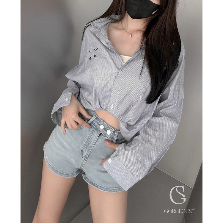 G5915 現貨 「雙釦牛仔短褲」