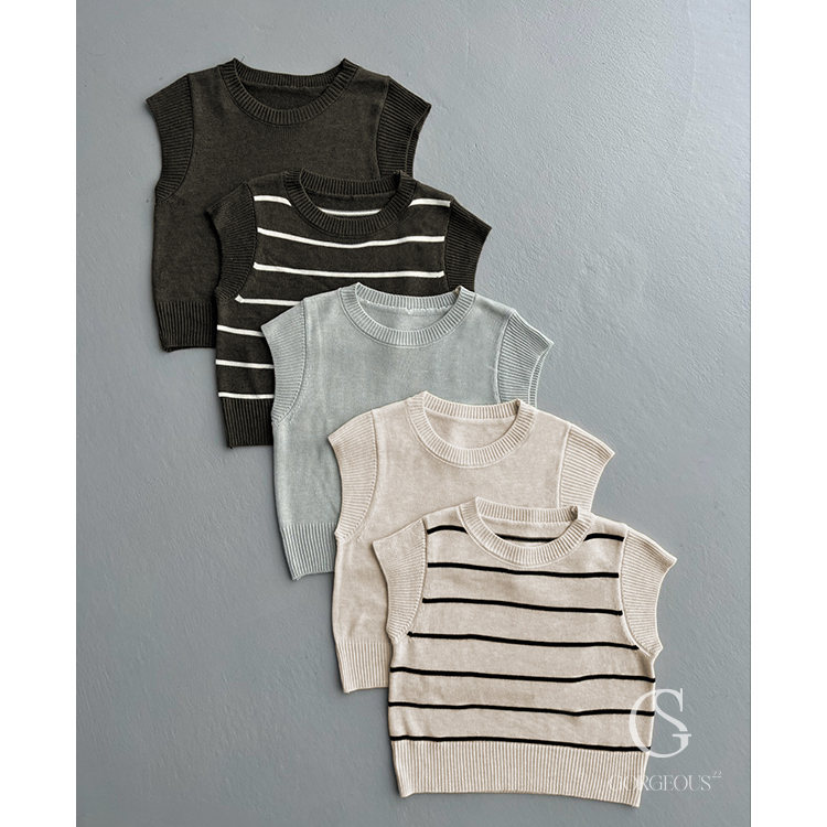 G2019 現貨「 圓領針織落肩上衣」