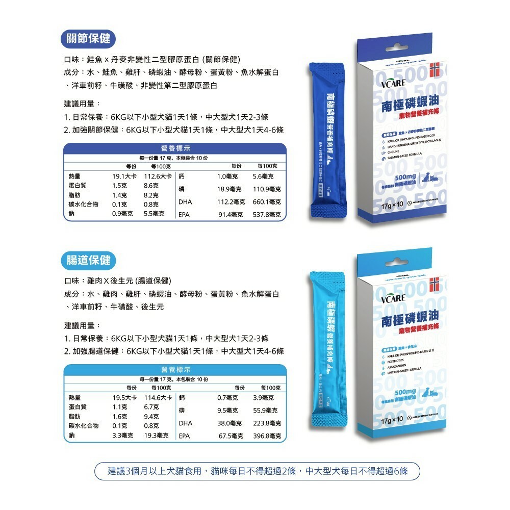 肉球世界｜VCARE 南極磷蝦油 營養補充條 南極磷蝦油肉泥 10入組