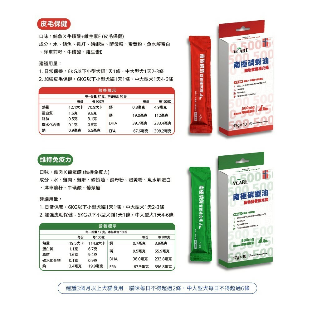 肉球世界｜VCARE 南極磷蝦油 營養補充條 南極磷蝦油肉泥 10入組