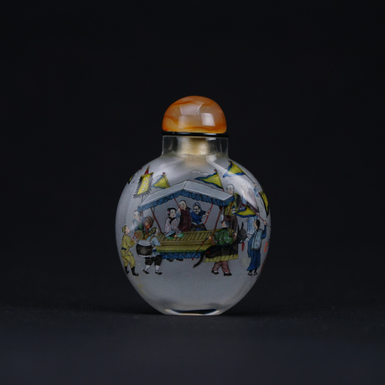 鹿港窯典藏內畫工藝|赴會人物鼻煙壺 熱鬧歡聚流露風華雅韻