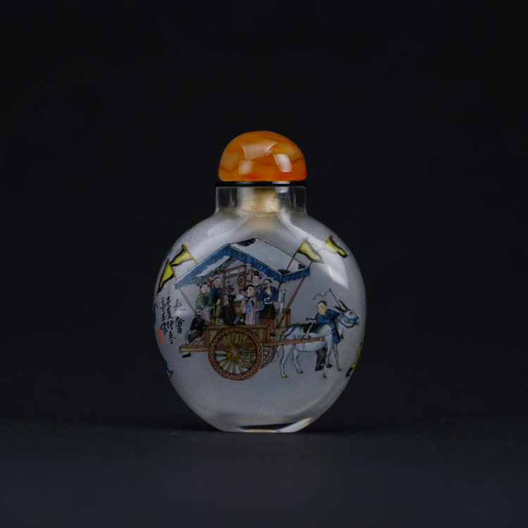 鹿港窯典藏內畫工藝｜赴會人物鼻煙壺 熱鬧歡聚流露風華雅韻