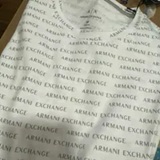 [S] ARMANI EXCHANGE WHITE ALLOVER LOGO PRINT T-SHIRT, 7VZTFC-ZJH4Z-2182 (SAX291)