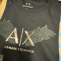 [S] ARMANI EXCHANGE BLACK A/X LOGO WITH ANGEL WINGS PRINT T-SHIRT, 7VYT97-YJC9A-1200 (SAX303)