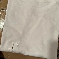 [S] ARMANI EXCHANGE WHITE REGULAR FIT JERSEY T-SHIRT WITH ALLOVER ASV LOGO, 6DYT49-YJ3RZ-1000 (SAX309)