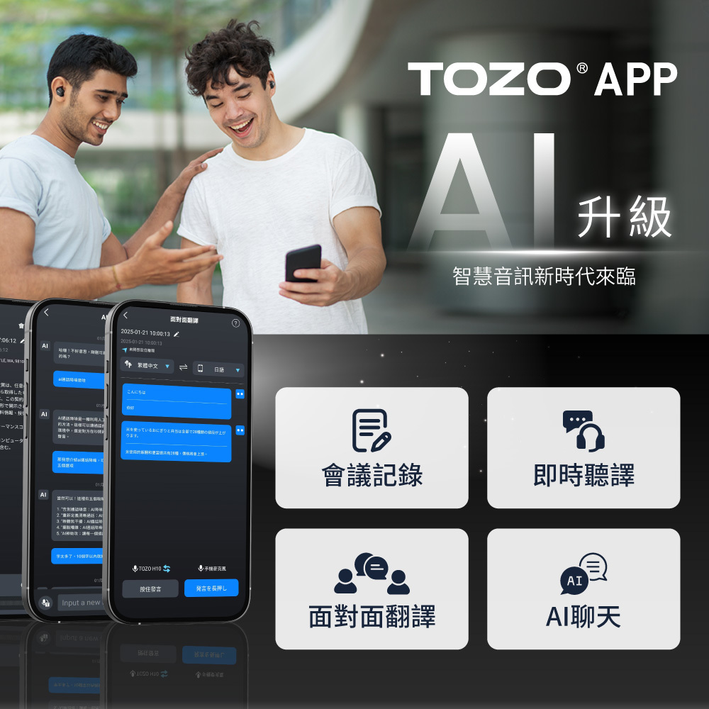 藍芽耳機,藍牙耳機,AI,Chat GPT,Gemini,無線藍牙耳機,耳機,TOZO APP,AI翻譯