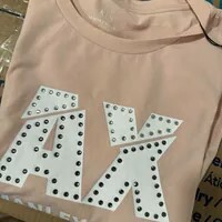 [S] ARMANI EXCHANGE MILK PUNCH SLIM FIT T-SHIRT WITH RHINESTONE LOGO, 8NYT86-Y8C7Z-14BQ (SAX313)