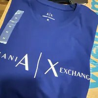 [S] ARMANI EXCHANGE BLUE SIGNATURE LOGO CREW NECK COTTON T-SHIRT, 7VZTBT-ZJ2MZ-15AE (SAX319)