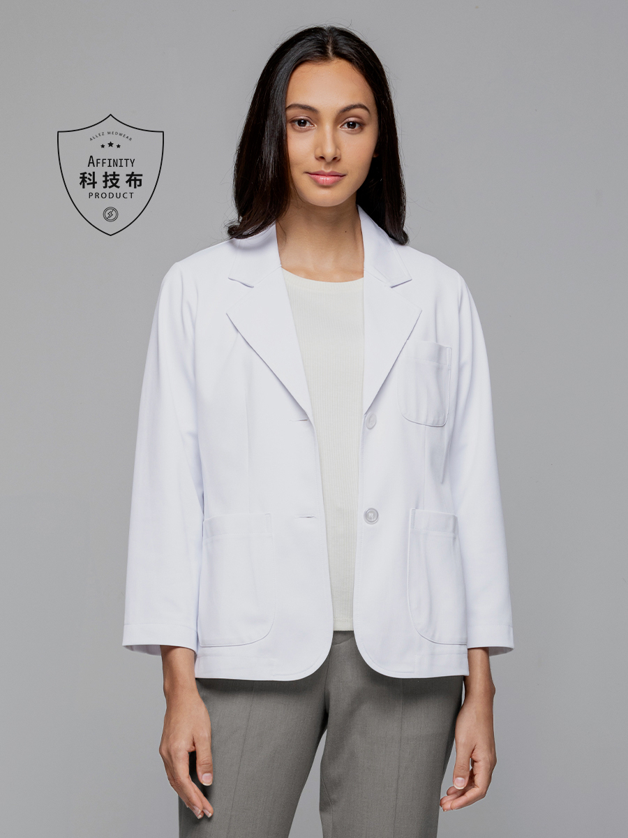 【 A502-W0 預購款】女醫師短袍-A科技布-純粹白