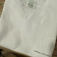 [S] ARMANI EXCHANGE WHITE ICON PROJECT FRENCH TERRY SHORT SLEEVE SWEATSHIRT, 8NYM03-YJ68Z-1000 (SAX337)