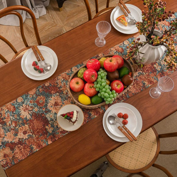 油畫風格流蘇桌旗