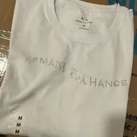 [S] ARMANI EXCHANGE WHITE SLIM FIT T-SHIRT WITH WAVE LOGO RHINESTONE, 6DYT57-YJETZ-1000 (SAX321)