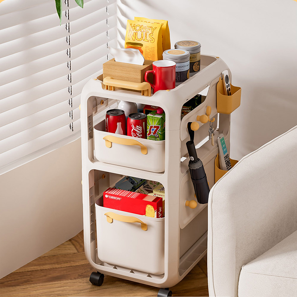 【AOTTO】多功能抽屜式三層收納置物推車(AS-206)