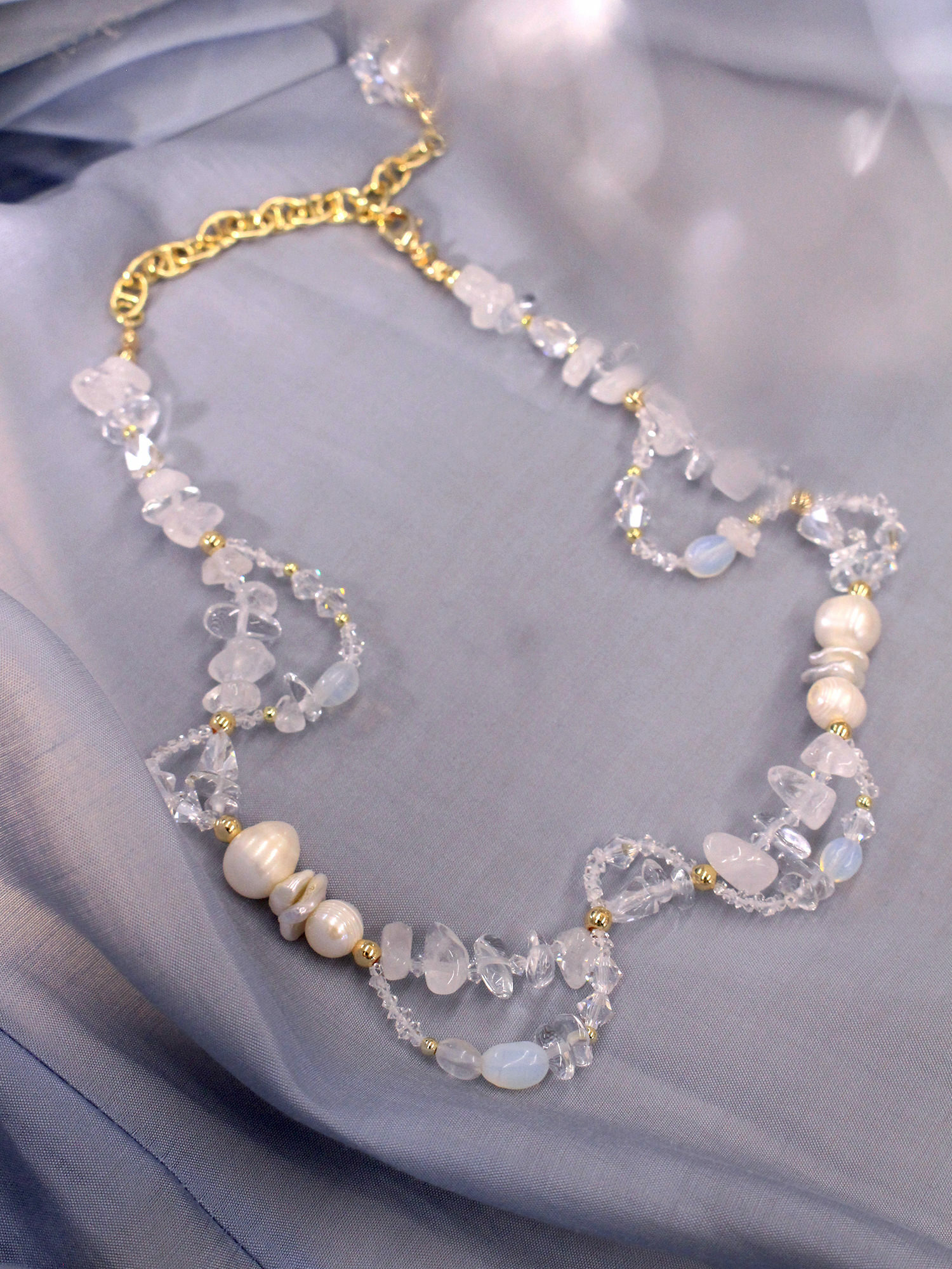 晨暮。MUCHAT手作14KGP天然珍珠施華洛蛋白項鍊