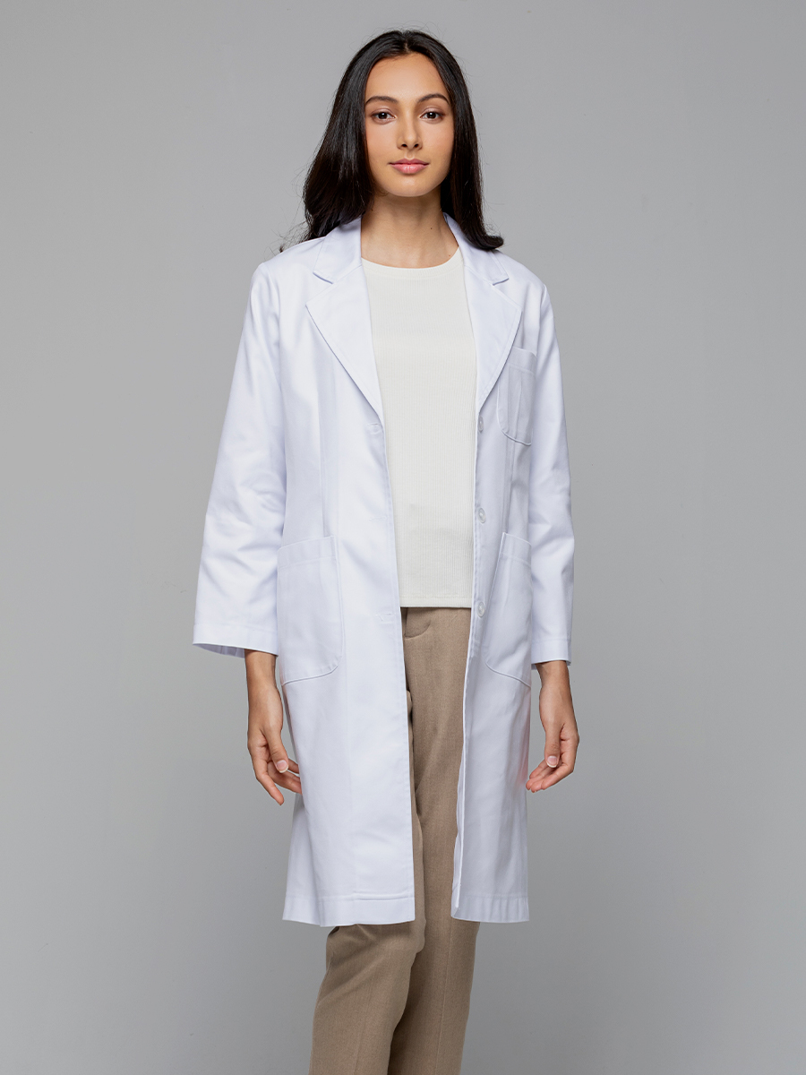 【 B505-W0 】女醫師長袍-B立挺布-純粹白
