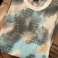 [S] ARMANI EXCHANGE WHITE MULTI RELAXED FIT T-SHIRT WITH ROUND NECK AND ALLOVER LOGO, 3DZTLA-ZJZKZ-51AN (SAX327)