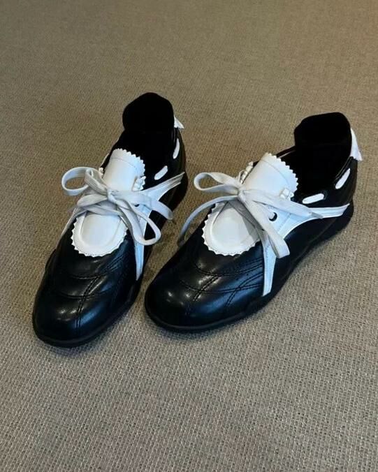 復古撞色內增高羊皮德訓鞋