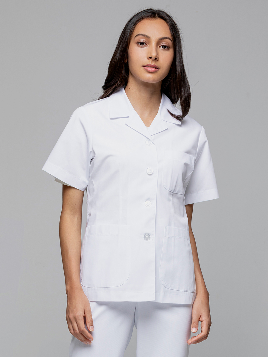 【 C503-W0 】女醫師短袍-C經典布-純粹白