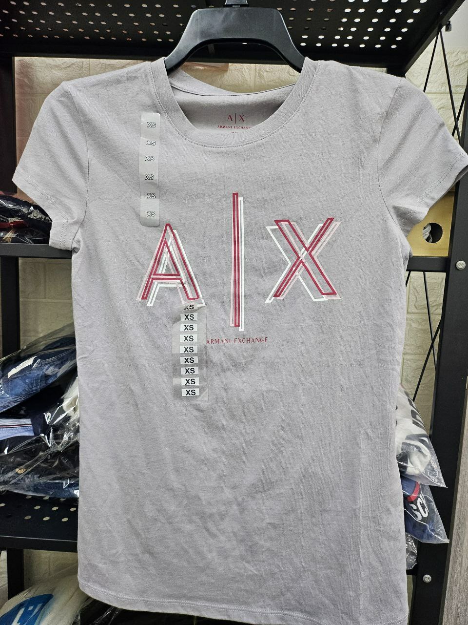 [S] ARMANI EXCHANGE GRAY LOGO COTTON SHORT SLEEVE T-SHIRT, 7VYTHJZJ2MZ-1983 (SAX328)