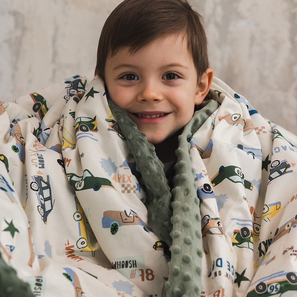 La Millou波蘭 暖膚豆豆毯加大｜米奇系列_動物園篇(奶油米底)｜奶油紅絲絨