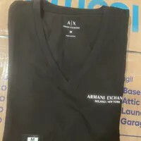 [S] ARMANI EXCHANGE BLACK SLIM FIT JERSEY T-SHIRT WITH V-NECK, 8NYT81-YJG3Z-1200 (SAX346)