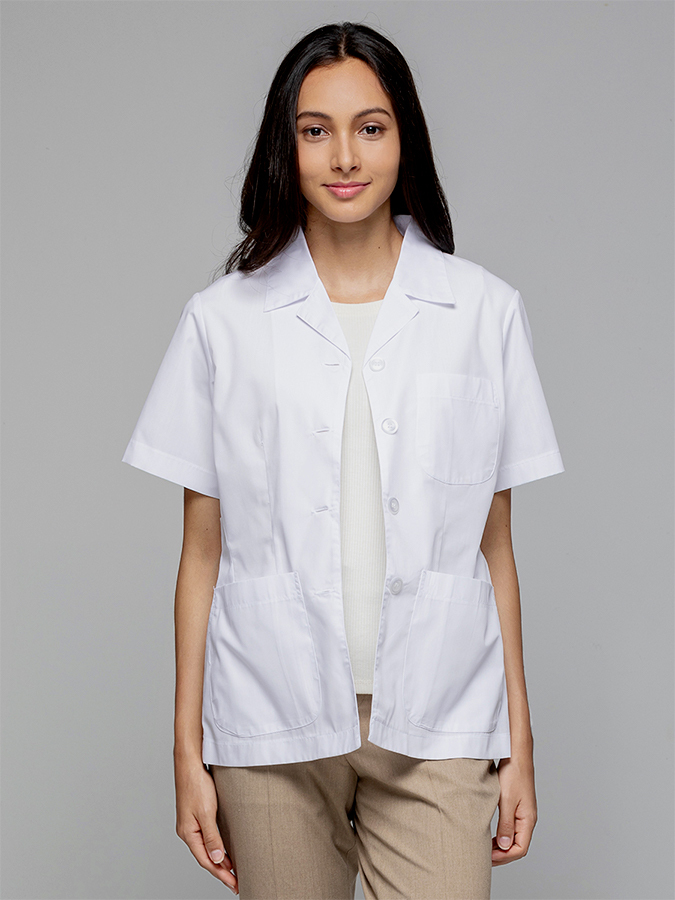 【 D503-W0 】女醫師短袍-D輕薄布-純粹白