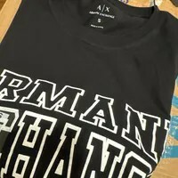 [S] ARMANI EXCHANGE BLACK BIG LOGO PRINT FRONT T-SHIRT, 7VYT31-YJ6DZ-1200 (SAX349)
