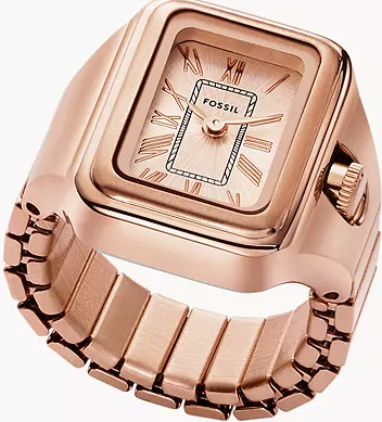 萬年鐘錶 - Fossil  Raquel   方形玫瑰金手錶戒指   ES5345  錶徑14MM