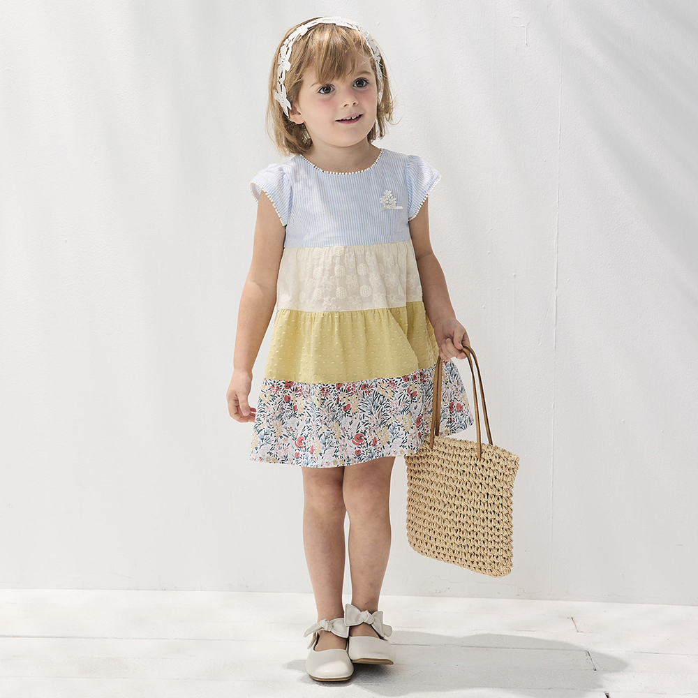 PIPPY 華麗蛋糕漸層剪接氣質洋裝 黃