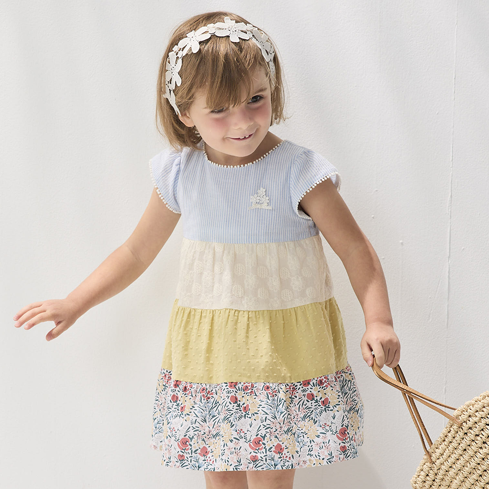 PIPPY 華麗蛋糕漸層剪接氣質洋裝 黃