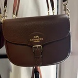 [S] COACH IM/BROWN CP107 LUX PEBBLE AMELIA SADDLE BAG, 196395660926 (SCO1160)